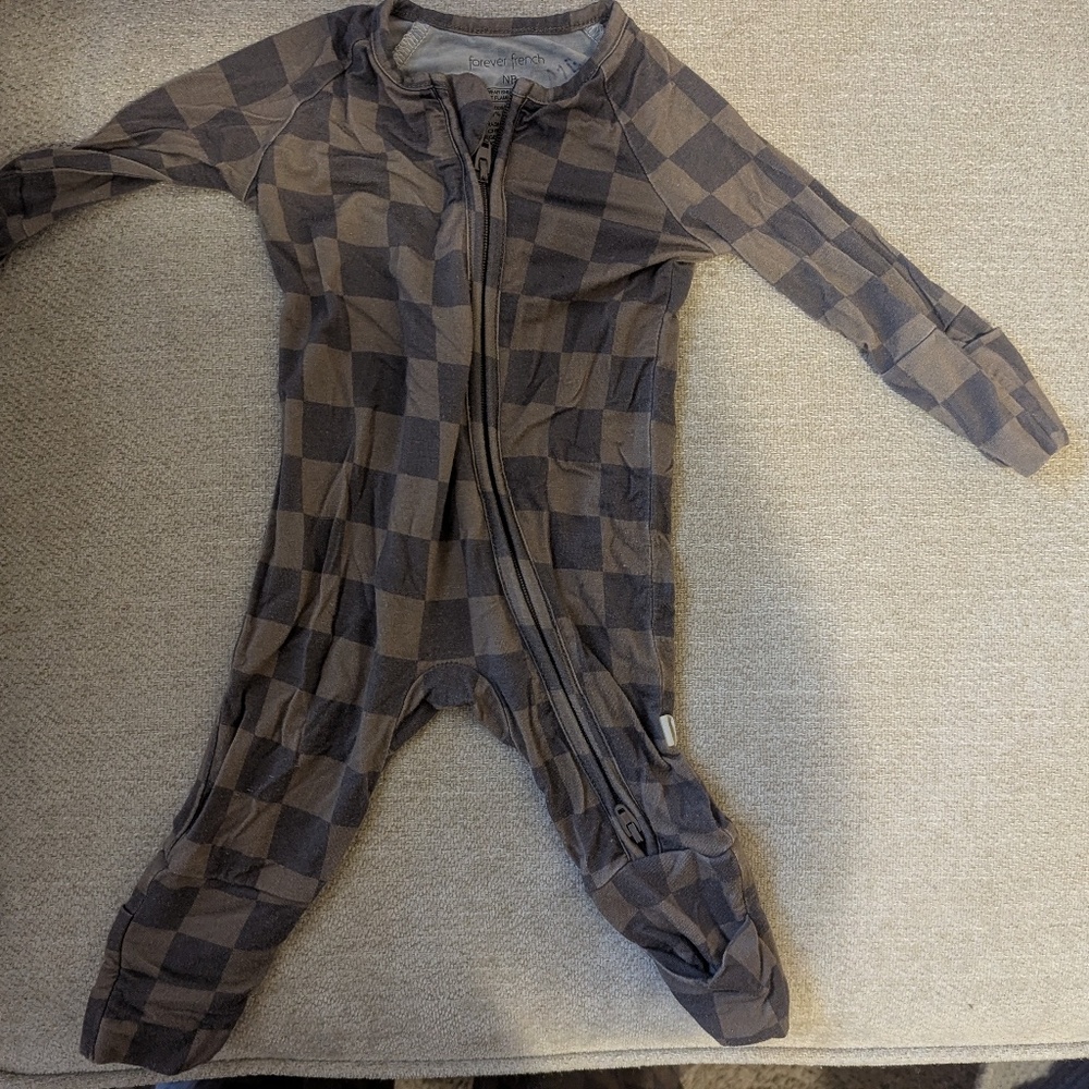 Forever French Baby Footie - checkered